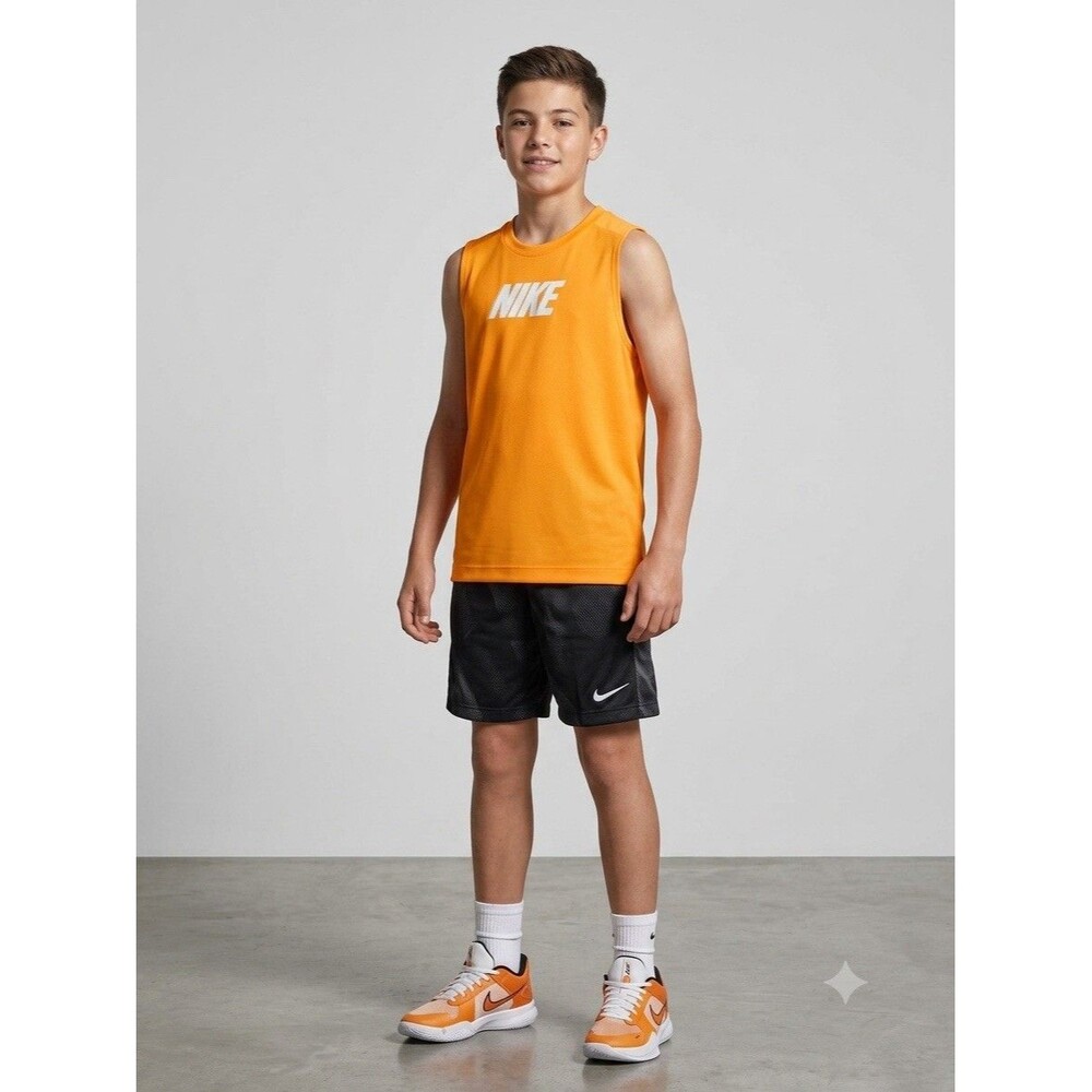 Nike Kids XL Dri-FIT Training Muscle Tank Top Shirt Orange Mesh Graphic NWT